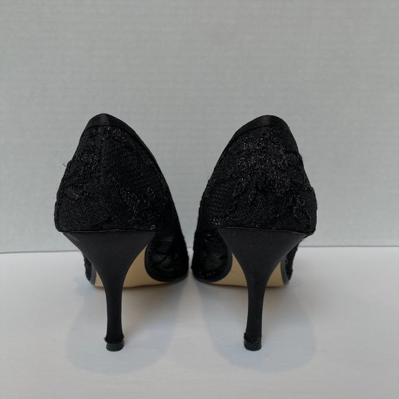 ANN MARINO BLACK HOLLYWOOD LACE HEELS IN SIZE 9 - Picture 4 of 8